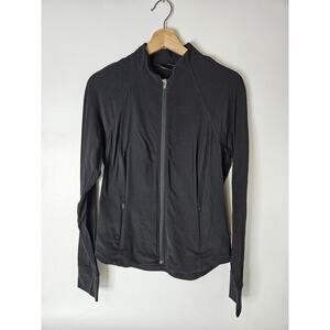 Athleta Pullover Full Zip Sweatshirt Size M Black Mock Neck Thumbholes Gym